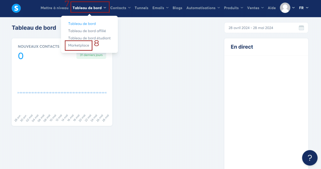 Votre tableau de bord Systeme.io