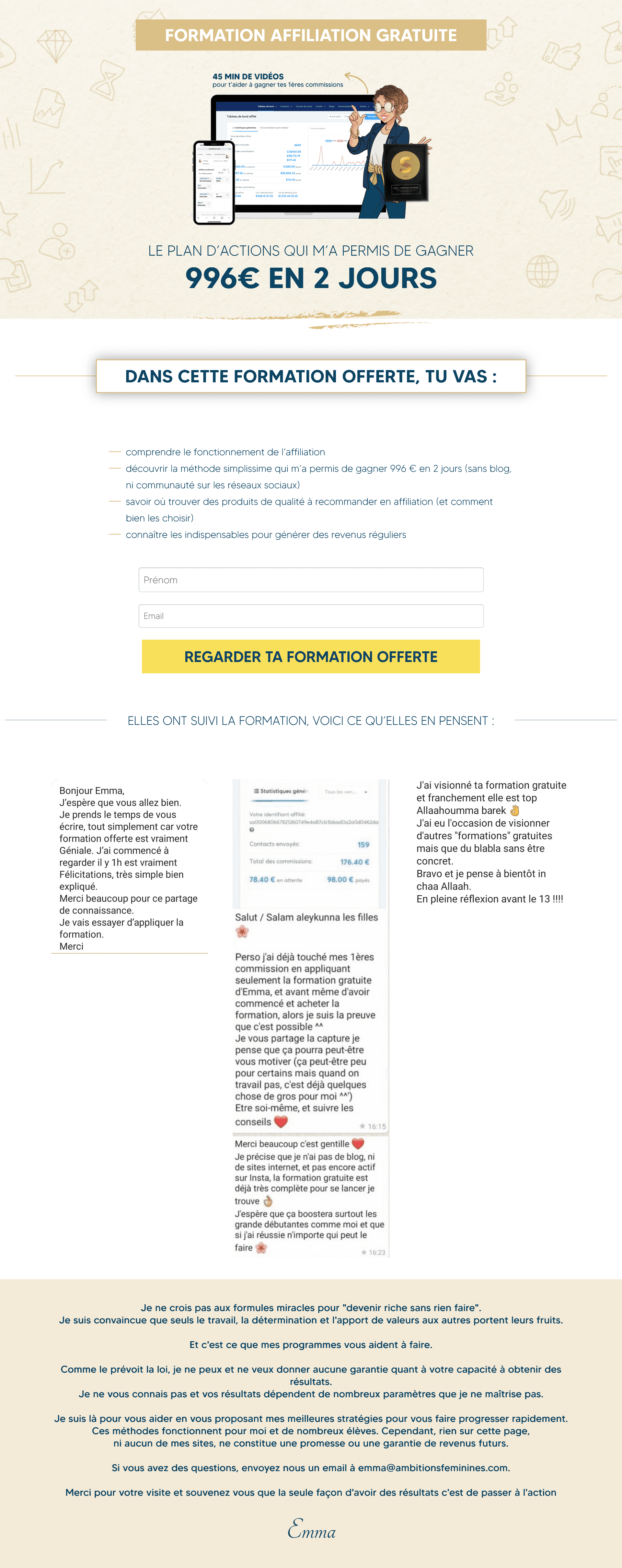 Exemple de landing page pour de l'affiliation